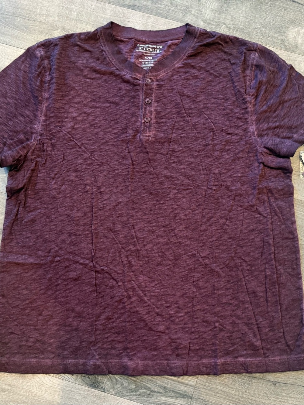 Warehouse One Men's Short-Sleeve Henley in Deep Plum